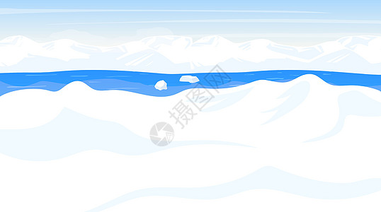 北极平面矢量图 南极景观 白雪沙漠全景土地与海洋 极地寒冷的场景 北欧表面 冰霜峡湾 阿拉斯加州 北极卡通背景图片