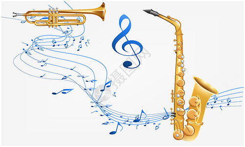 乐器在抽象背景上节日插图男人萨克斯管装饰音乐喇叭作品风格展示图片