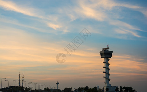 空中交通管制塔塔飞机场航空方法窗户运输空气雷达蓝色指导天空图片