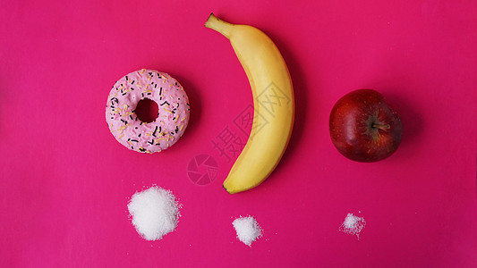 选择健康的水果而不是含糖量大的不健康甜食烹饪小吃甜甜圈面包糖果盘子巧克力香蕉食物美食图片