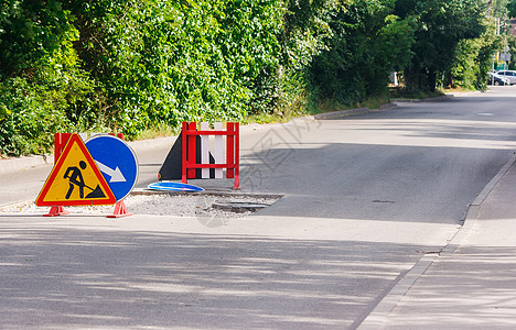 道路修理 路标街道危险路面城市警告沥青注意力安全三角形施工图片