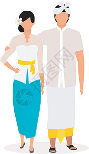 印度尼西亚人制作图案平面矢量姿势丈夫妻子婚姻男性衣服女性插图国籍成人图片