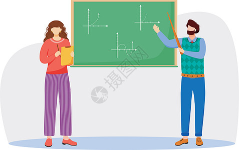 老师在黑板上解释数学图平面向量它制作图案图片