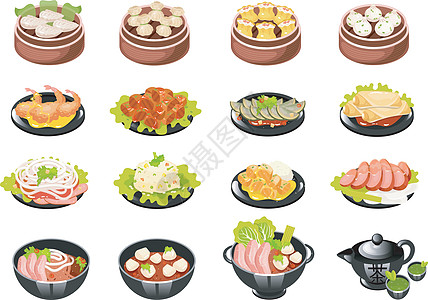 中国菜颜色图标 se盘子餐厅烹饪插图卡通片蒸汽牛肉网络点心美食图片
