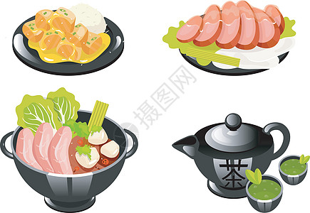 中国菜颜色图标 se盘子饺子网络微笑篮子项目绘画香料美食包子图片