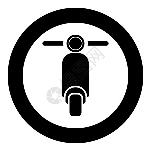 滑板车摩托车摩托车交付概念助力车航运图标在圆形黑色矢量插图平面样式 imag图片