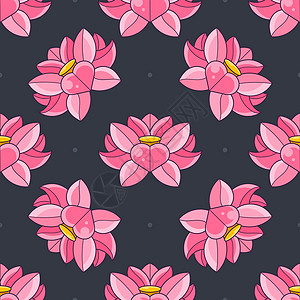 莲花背景 荷花的花卉图案 无缝 Nenuphar 可爱背景可用于贺卡图片