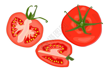 孤立在白色背景上的番茄切片集图片