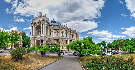 乌克兰的敖德萨歌剧院和芭蕾舞厅雕塑景观芭蕾舞旅行音乐会全景天空建筑街道风格图片