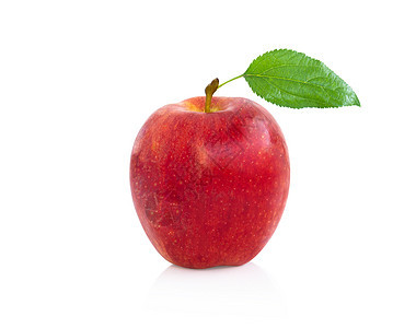新鲜红苹果水果 在白色后院隔离绿叶红色果汁小吃食物小路绿色种子剪裁午餐饮食图片
