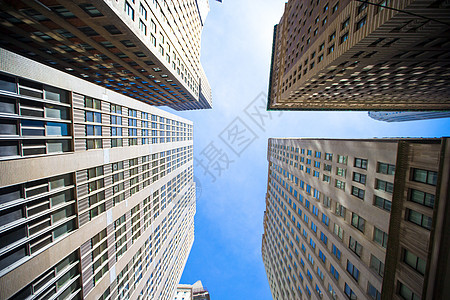 向上查看纽约天空压梯摩天大楼蓝色城市景观市中心工作建筑学吸引力全景天线图片