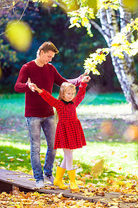 和父亲在一起的可爱小女孩 在秋天公园户外玩得开心女孩男人薄荷家庭童年休息室生活爸爸男性女儿图片