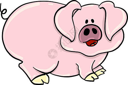 白色背景上的大粉红猪背景图片