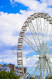 从法国巴黎的图利里花园到巴黎汇合广场上的假期天空吸引力乐趣蓝色巨轮旅行景观摩天轮市中心图片