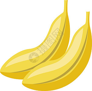 白色背景上的两个甜点热带食物营养香蕉黄色水果饮食插图背景图片