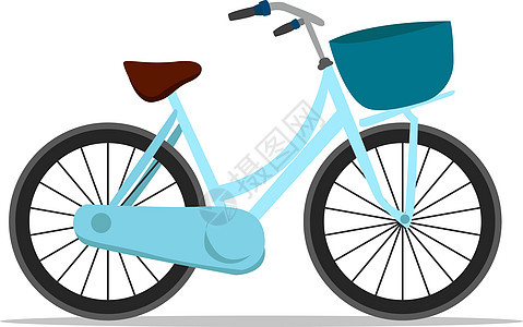 白色背景上的蓝色自行车插画矢量图片