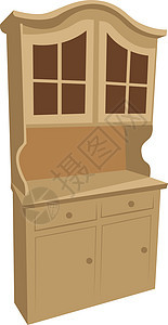 白色背景上的棕色绘画家具房间装饰壁橱自助餐衣柜古董梳妆台厨房图片