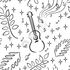 音乐爱好  音乐演奏乐器夏威夷吉他尤克里里琴旋律植物学弦琴细绳插图植物草图笔记分支机构星星图片