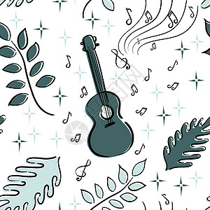 音乐爱好  音乐演奏乐器夏威夷吉他尤克里里琴植物插图分支机构音乐会树叶星星植物学细绳旋律吉他图片