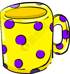 白色背景上的黄色咖啡橙子咖啡店蓝色插图陶器厨房餐具饮料茶碗图片