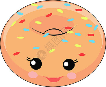 白色背景上的可爱甜甜圈插画矢量菜单甜点蛋糕蓝色插图粉色早餐艺术食物黄色图片