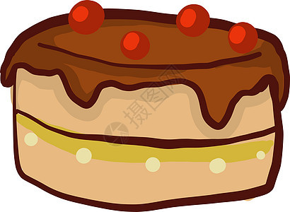 圆形巧克力蛋糕庆典奶油甜点榛子派对卡片坚果插图棕色红色图片