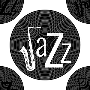 爵士乐的概念 黑胶唱片和爵士乐 字母 J  萨克斯管 无缝模式横幅音乐会艺术家低音艺术世界庆典文化圆圈音乐图片