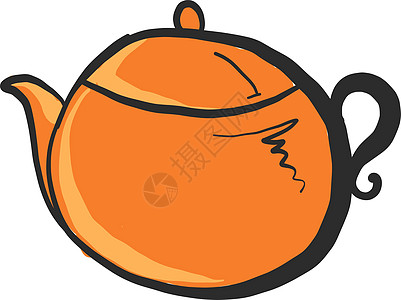 白色背景上的橙色茶壶图片