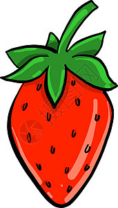 草莓水果叶子插图浆果绘画食物绿色甜点水彩红色图片