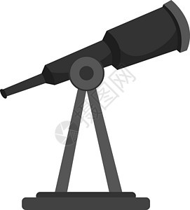 白色背景上的黑色乐器镜片玻璃插图天文学工具光学望远镜间谍科学图片