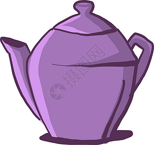 白色背景上的紫茶壶咖啡壶紫色卡通片咖啡装饰陶器桌子厨房风格商品图片