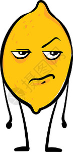 白色背景上的愤怒黄色柠檬插画矢量图片