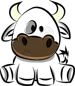牛坐在白色背景上的插图向量图片