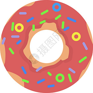 白色背景上的粉色甜甜圈插画矢量收藏釉面早餐小吃卡通片蛋糕糕点糖果插图面包图片