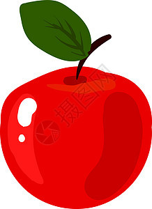白色背景上的红苹果果汁绿色叶子红色插图食物饮食艺术图片