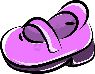 白色背景上的粉色婴儿鞋插画矢量图片