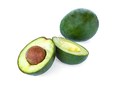 白色背景上孤立的新鲜 成熟的鳄梨果异国营养蔬菜绿色热带水果食物情调图片