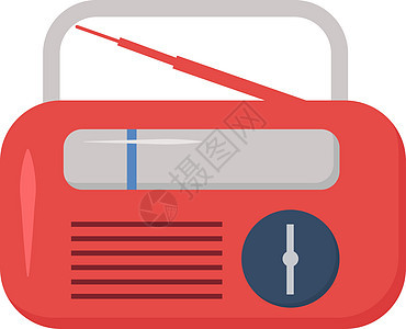 白色背景上的红色海浪车站天线扬声器技术古董体积音乐播送盒子图片