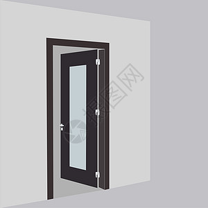 白色背景上的开门插图矢量入口自由出口概念房子房间想像力阴影图片