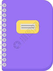 白色背景上的紫色学校软垫笔记黑色空白螺旋笔记本钱包记事本商业图片