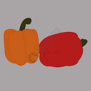 白色背景上的黄色和红色绿色烹饪插图营养胡椒蔬菜健康食物辣椒图片