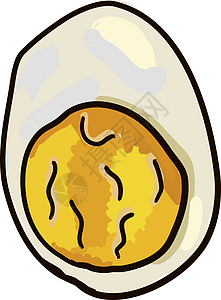 白色背景上的煮鸡蛋插画矢量食物营养厨房煮沸饮食卡通片黄色早餐健康烹饪图片