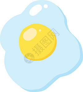 白色背景上的扁平蛋黄食物煮沸早餐营养饮食蓝色黄色健康油炸图片