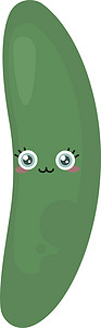 白色背景上的可爱黄瓜插画矢量微笑植物绘画插图健康乐趣绿色卡通片素食主义者食物图片