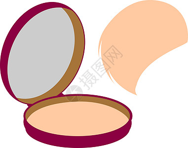 白色背景上的脸粉插图矢量产品袖珍化妆品女性皮肤圆形包装粉末案件黑色图片