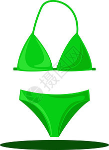 白色背景上的绿色泳装插画矢量图片