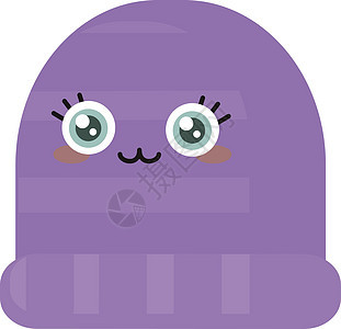 白色背景上的紫色可爱帽子插画矢量图片