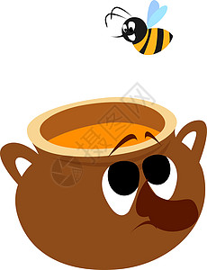 白色背景上的蜂蜜花蜜食物产品液体甜点卡通片黄色营养图片