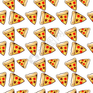 白色背景上的披萨切片插图矢量圆形香肠胡椒美食午餐小吃食物餐厅图片