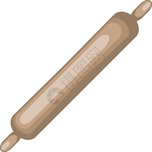 白色背景上的木制轧制用具面团插图烹饪面粉工具滚筒面包厨房棕色图片